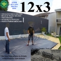 Capa para Piscina Super M: 12,0 x 3,0m PP/PE Cinza/Preto Cobertura Proteção +72m+72p+5b+1b extra